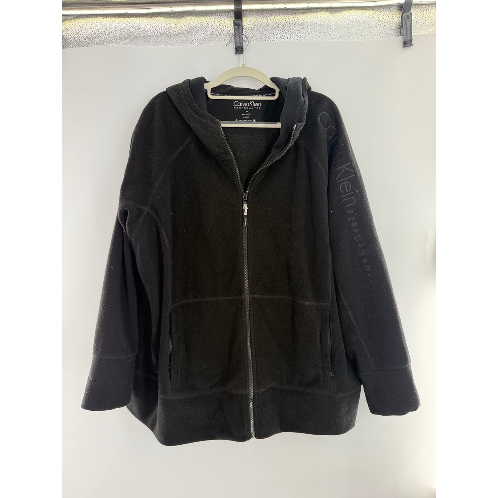 Calvin Klein Performance Womens 3X Black Fleece Full Zip Hoodie Jacket Quick Dry